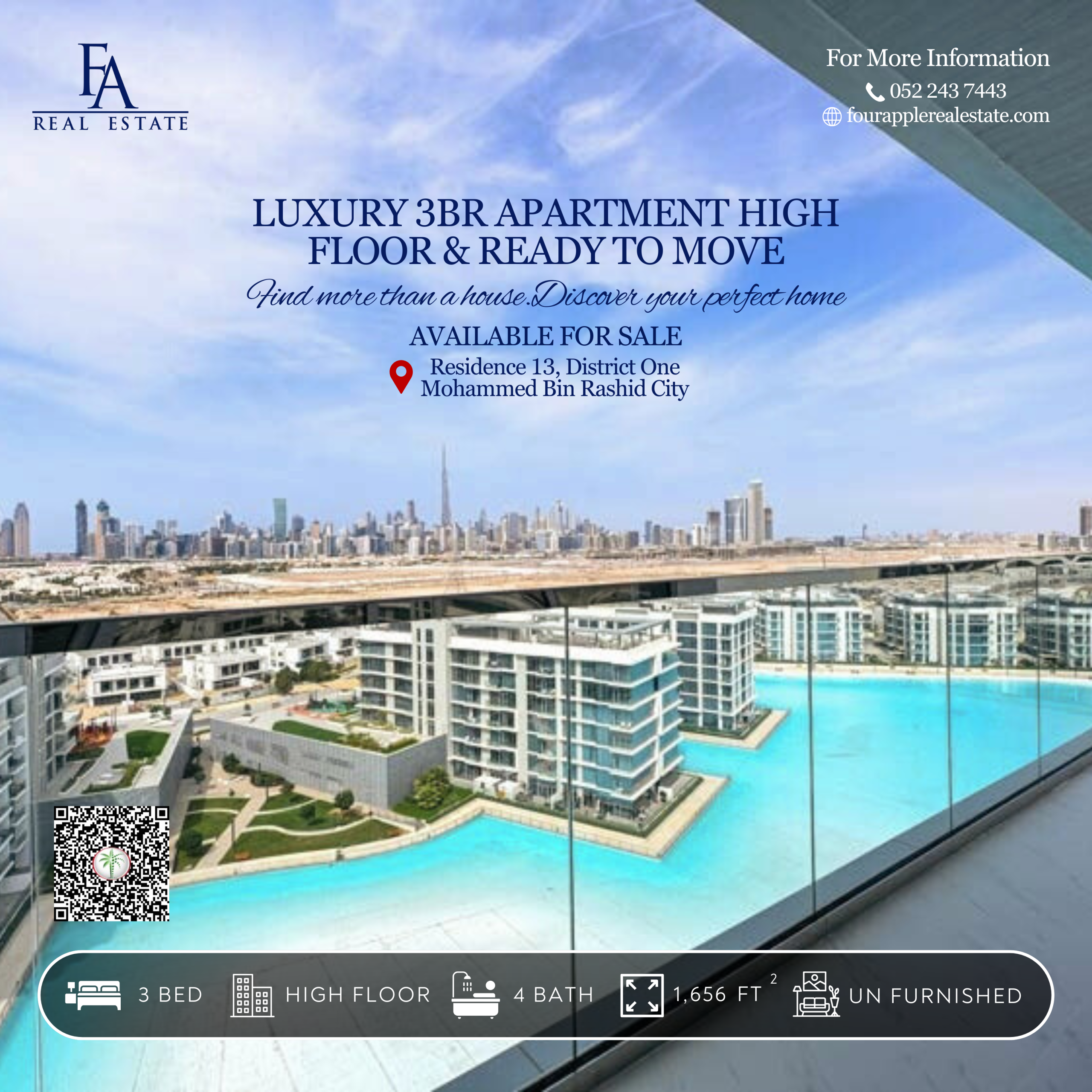 For Rent | 3BR Apartment – Residence 13, District One